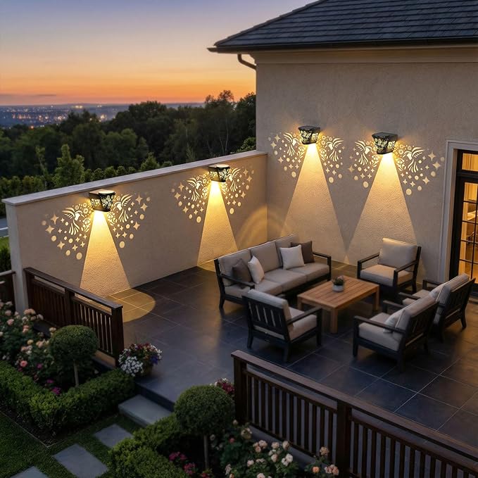 2 Pack Solar Fence Lights Outdoor Wall lihgts Decorations Metal Solar Deck Lights Waterproof LED Solar Powered Step | Lumora