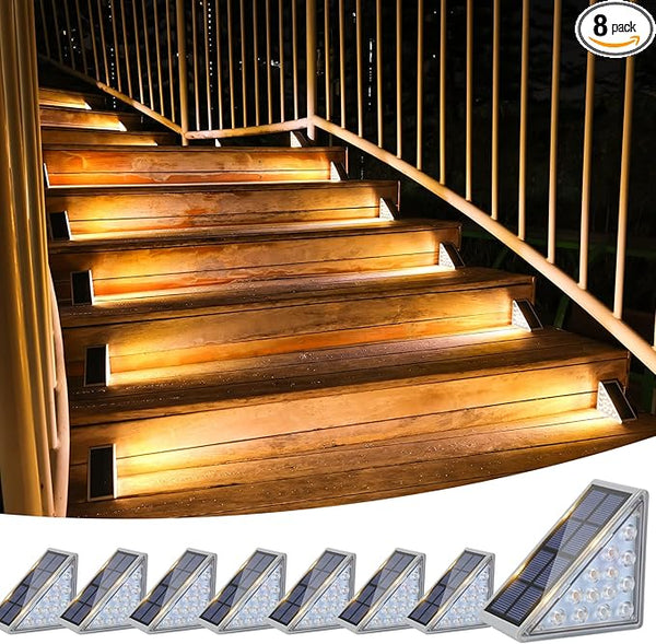 VOLISUN Outdoor Stair Lights 8 Pack, Solar Step Lights Waterproof IP67,80 Lumen, Led Step Lights Outdoor for Garden | Lumora