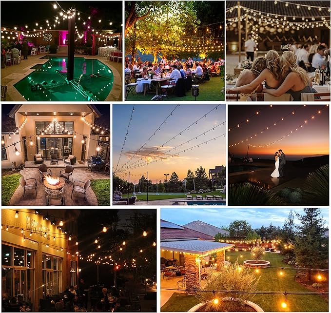 DAMAING Outdoor String Lights 150 FT Patio Lights String with 75 Dimmable ST38 Plastic LED Bulbs,Vintage | Lumora