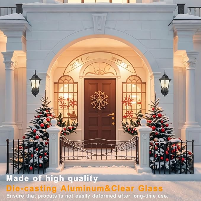 Outdoor Wall Lantern, Wall Sconce as Porch Lighting Fixture, E26 Base 60W Max, Aluminum Housing Plus Glass, Wet Location Rated, Bulbs not Included, Matte Black, 2 Pack
