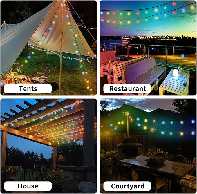 ELINKUME Solar String Lights,50 LEDs 7M/24Ft Multi-Color Crystal Globe 8 Modes Outdoor Garden Patio Porch | Lumora