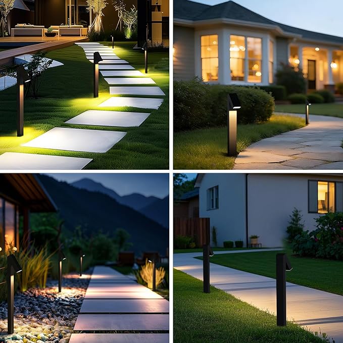 Solar Walkway Light, Dimmable Metal Solar Pathway Light Outdoor IP65 Waterproof, 3000K 500LM Solars Yard Lights for Yard Garden Patio Landscape Lawn