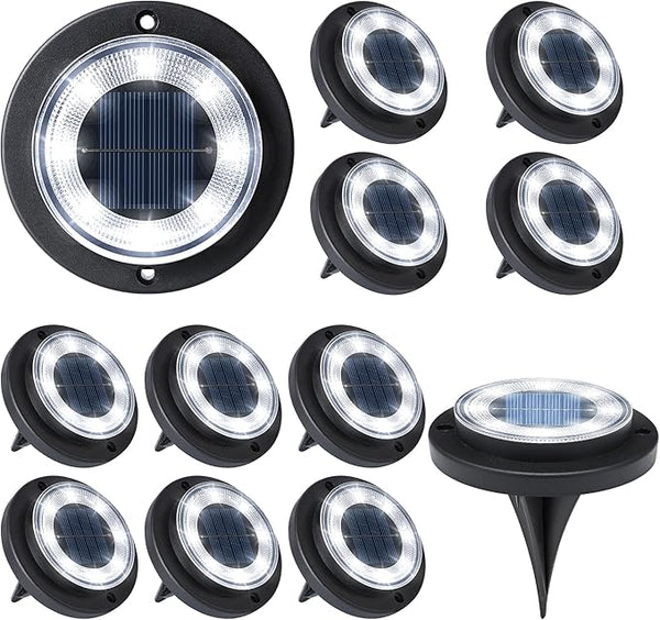 Flacchi Solar Lights Outdoor - Solar Powered Ground Lights Outdoor Solar Disk Light Waterproof Landscape Light for | Lumora