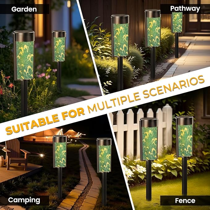 8 Pack Solar Pathway Lights Outdoor Waterproof Sea Waves Japanese Style Solar Garden Lights LED Landscape Lighting for Yard Walkway Lawn Garden Decor