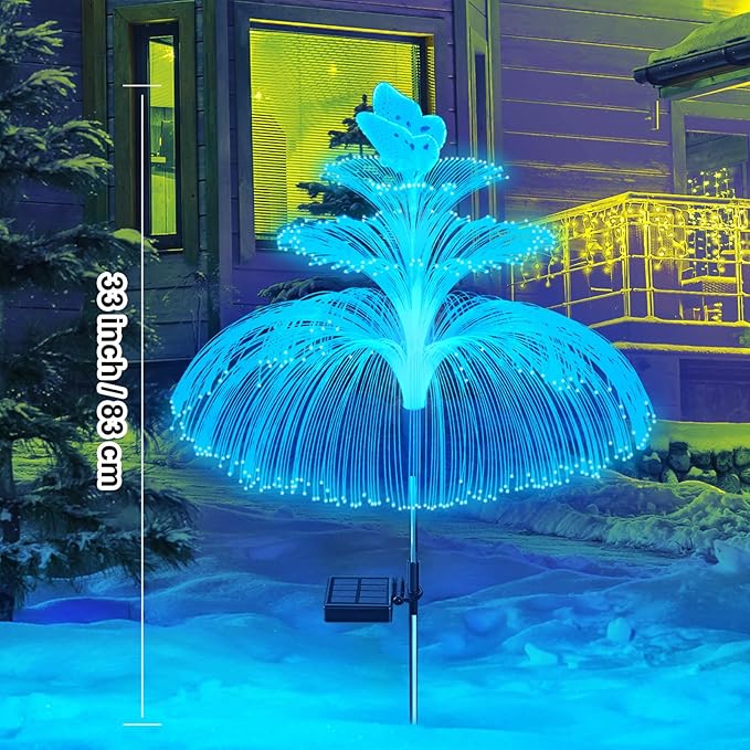 Solar Garden Lights 3 Pack New Upgraded Solar Lights Outdoor Waterproof 3 Layers 7 Color Changing Jellyfish Butterfly Decorations for Garden Yard Gifts for Women