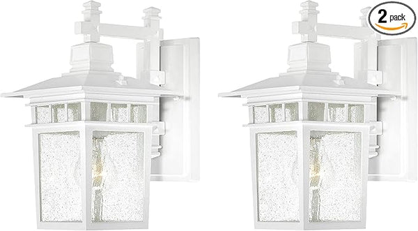 Nuvo 60/4951/02 Cove Neck One Light Outdoor Wall Lantern with Clear Seeded Glass, Small, White - 2 Pack | Lumora