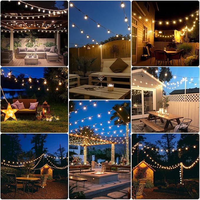 100FT Outdoor String Lights, Waterproof Patio Lights with 50 LED G40 Globe Shatterproof Bulbs, Connectable | Lumora