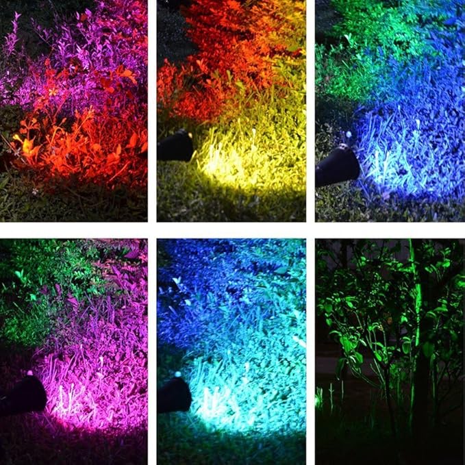 Solar Lights Outdoor Colored Waterproof 7 LED Color Changing Solar Spot Lights Landscape Spotlight for Yard Garden | Lumora