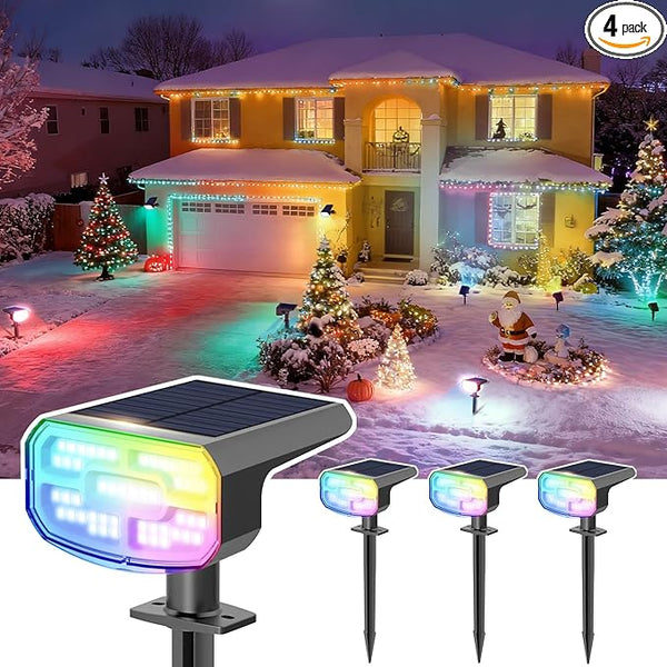 Color Changing Solar Spot Lights Outdoor Waterproof IP65,9 Lighting Modes Multicolor RGB Christmas Spotlight for | Lumora