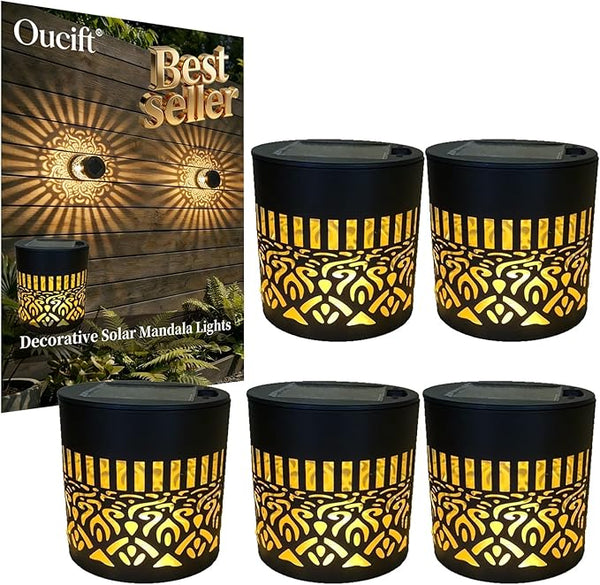 Decorative Solar Mandala Lights, Metal Solar Powered Mandala Light Outdoor Waterproof LED Deck Step Wall Lights | Lumora