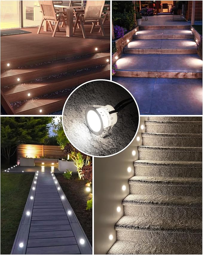 HIBOITEC Recessed LED Deck Light Kits(16 Pack) 12V Low Voltage Landscape Lighting IP67 Waterproof Outdoor Step | Lumora