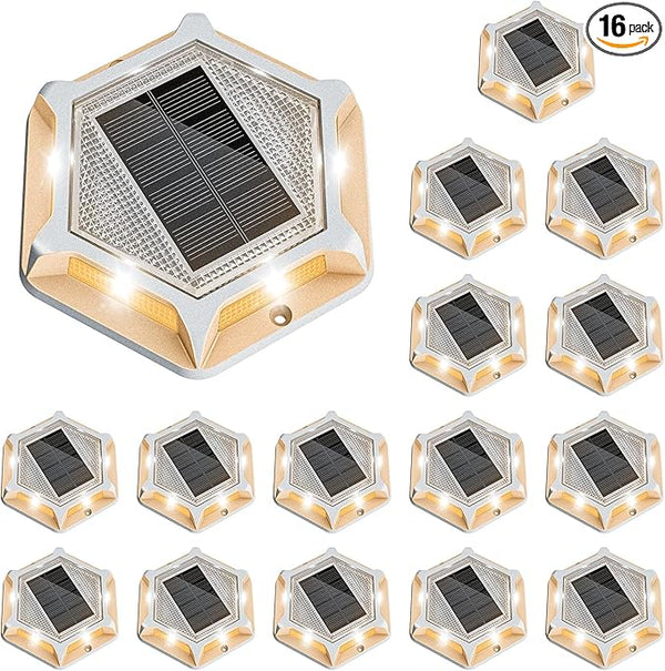 VOLISUN Solar Driveway Lights Dock Outdoor Waterproof Marker Lights,16 Pack Solar Deck Lights 2 Colors in 1 Led | Lumora