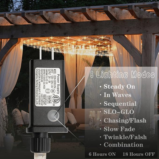 Eueasy LED Lights Outdoor Fairy Lights Chandelier - 360L Gazebo Net Lights with 8 Lighting Modes, 12×12 FT Chandelier for Pergolas,Wedding, Bush, Christmas