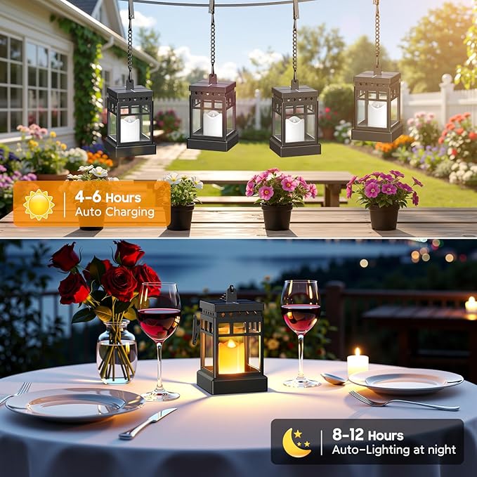 KOOPER Taller Solar Pathway Lights Outdoor 8 Pack + 4 Pack Solar Lanterns Outdoor Waterproof