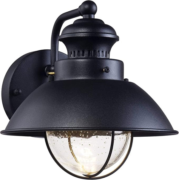 John Timberland Fordham Farmhouse Rustic Industrial Outdoor Wall Light Fixture LED Black Metal 8" Seedy Glass | Lumora