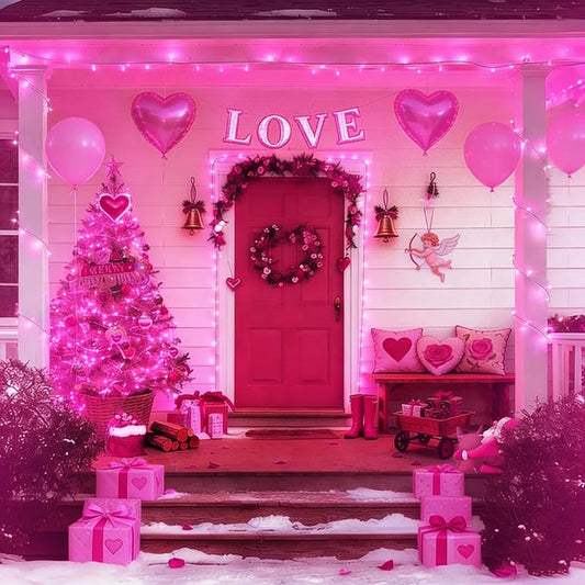 LAMPHOME Pink Valentine's Light,200LED (4pk of 50L) Mini Christmas String Lights,Pink Lights for Outdoor Valentine's Day Garland Wedding Party Xmas Tree Decoration,Commercial Grade