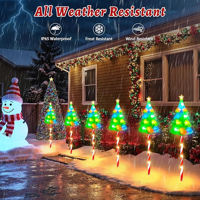 12 Pack Taller Solar Christmas Lights Outdoor with USB, Upgraded 10 Modes Christmas Tree Candy Cane Light with 204 | Lumora