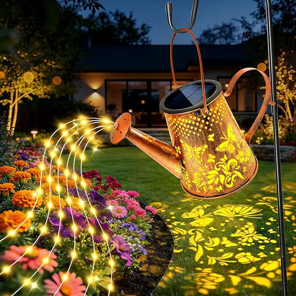 Solar Watering Can Lights:Outdoor Waterproof Metal Led String Lantern - Butterfly Fariy Hanging Decorations for | Lumora