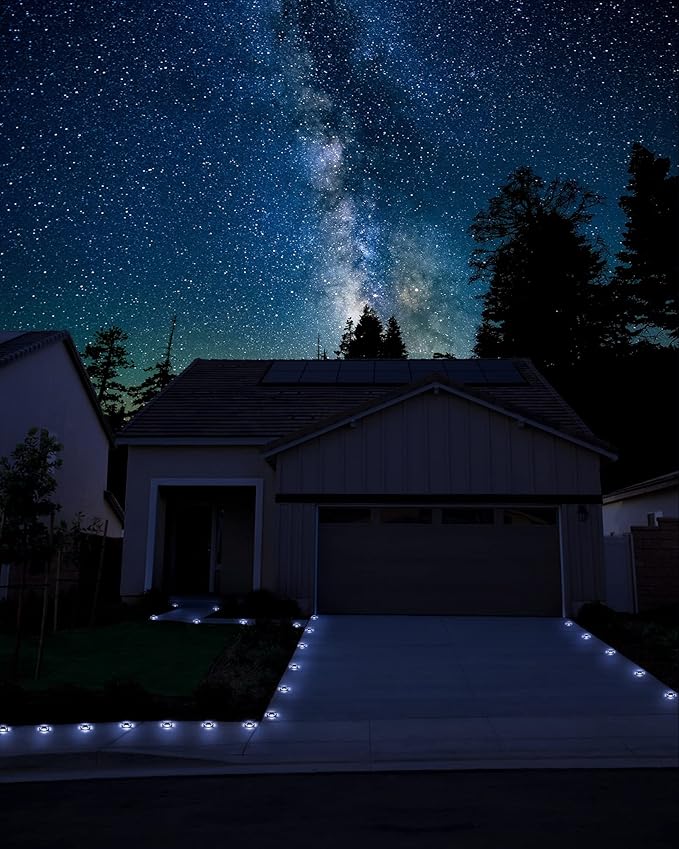 JACKYLED Solar Dock Lights Marine Driveway Lights, IP68 Waterproof 12 LED Solar Powered Warning Step Lights, Aluminum Road Marker for Boat Deck Garage Parking Lot Sideway (8 Pack)
