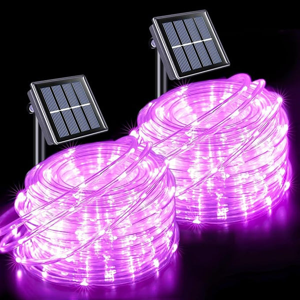 JMEXSUSS 2 * 200 LED Pink Solar Rope Lights, 66ft IP 65 Waterproof Solar String Light Outdoor, 8 Modes Christmas | Lumora