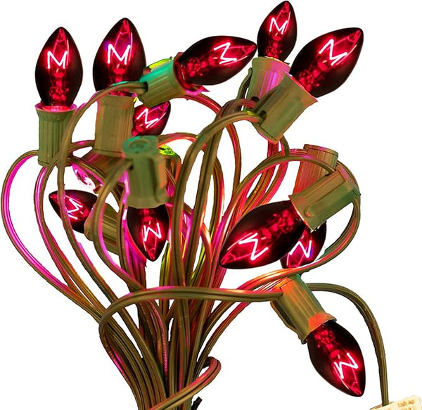 EST. LEE DISPLAY L D 1902 Outdoor Christmas String Light Sets with Purple C7 Bulbs & Green Hanging Cord Included | Lumora