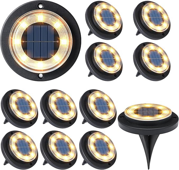 Flacchi Solar Lights Outdoor - Solar Powered Ground Lights Outdoor Solar Disk Light Waterproof Landscape Light for | Lumora