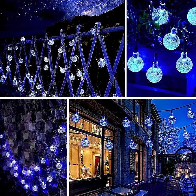Lezonic Halloween Decorations Solar Lights,Solar Light Outdoor Waterproof with 8 Lighting Modes 7M/ 24 Ft,50 LED Solar Outdoor String Lights for Tree,Garden,Patio,Party,Festival (Blue)