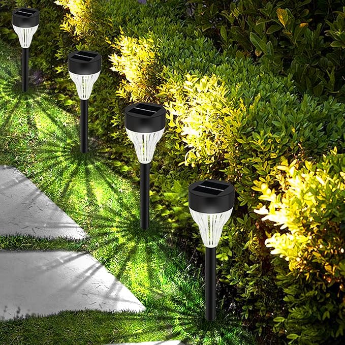 Solar Pathway Lights, 8 Pack LED Outdoor Waterproof, Auto On/Off Solar Garden Lights for Yard, Lawn, Walkway & Driveway Landscape Lighting (8)