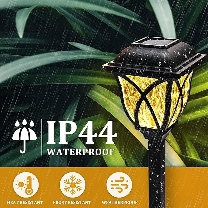 Solar Lights Outdoor Garden 6 Pack LED Garden Waterproof Solar Powered Pathway Lights for Yard Patio Landscape Walkway Path (Flickering Flame)