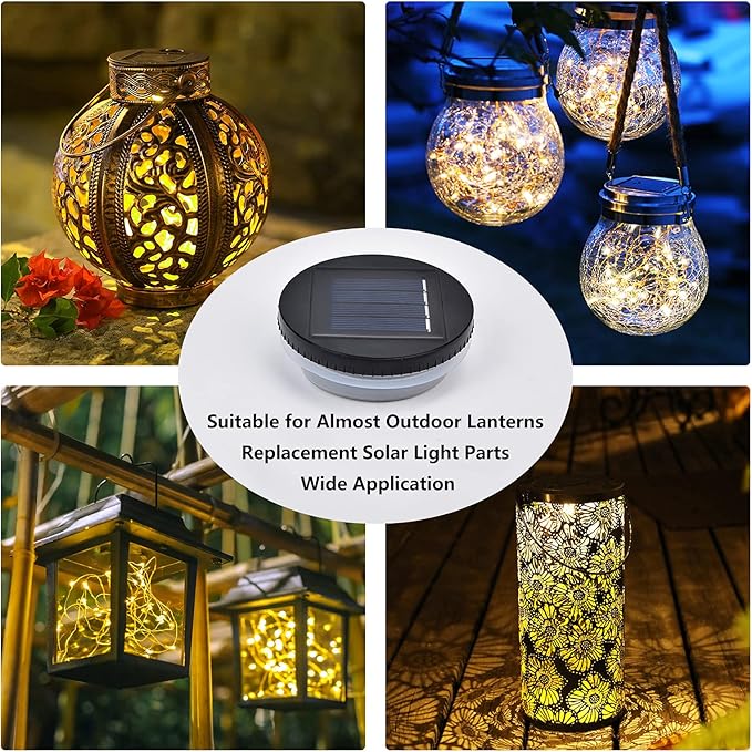 3 Pack Solar Mason Jar Lights - 3.15 in Silicone Waterproof Edge LED, Warm White Replacement Solar Light Parts for | Lumora