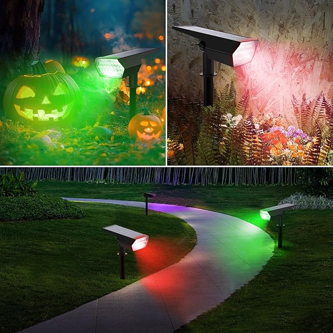 Upgraded Solar Spot Lights Outdoor, Waterproof IP65 RGB Color Changing Solar Outdoor Lights, Multicolor Solar | Lumora
