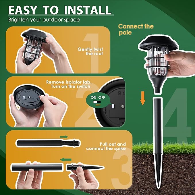 SOLPEX 8 Pack Solar Path Lights& 12 Pack Solar Ground Lights, Waterproof Garden Landscape Lighting for Yard Deck Lawn Patio Pathway Walkway (Cool White)