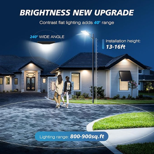 Sunwish Solar Lights Outdoor Waterproof 5000W, 6500K LED Solar Street Light with Motion Sensor & Dusk to Dawn, Security Flood Lights Outdoor with Remote Control for Parking Lots, Yard, Garage