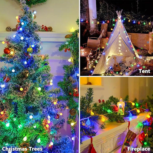 LORRYTE Connectable 100LED Globe String Lights Indoor Outdoor - 43FT Multicolor String Lights with Remote, 8 Modes Fairy Light Plug in Waterproof for Classroom Party Decorations Bedroom Decor