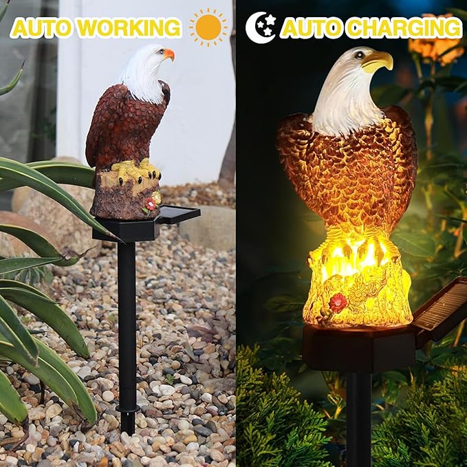 Eagle Solar Garden Lights - Outdoor Decor with LED Path Lights, Animal Statue Kitnish