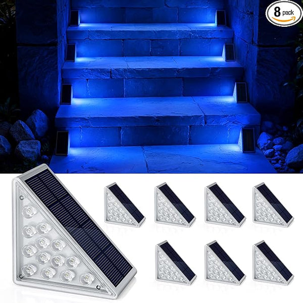 NIORSUN Solar Step Lights,8 Pack Blue LED Outdoor Step Lights, Stair Lights Outdoor for Patio, Fence, Yard | Lumora