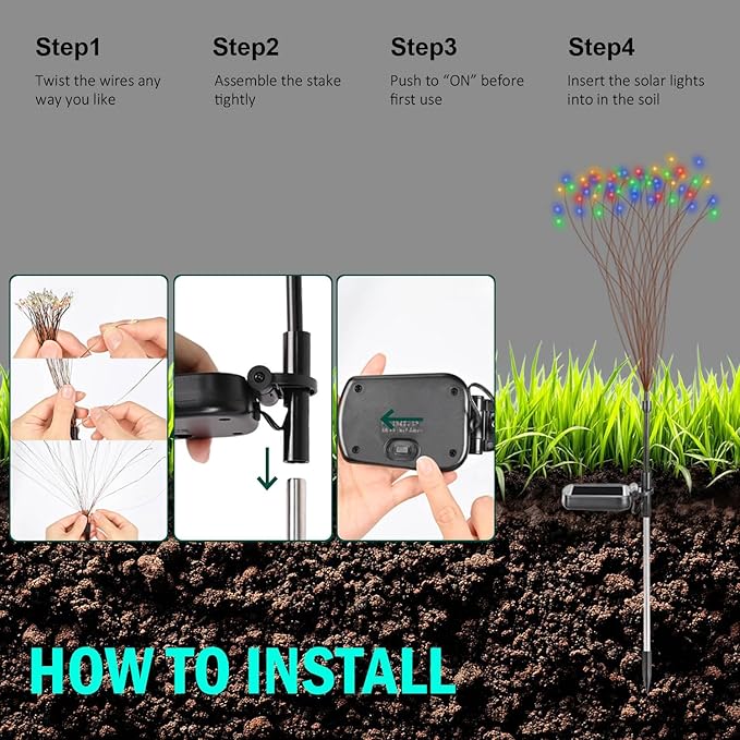2 Packs Solar Firefly Lights, Total 70 LED Solar Swaying Garden Lights, Waterproof Landscape Light for Path, Garden, Patio, Yard Decor(Multicolor)