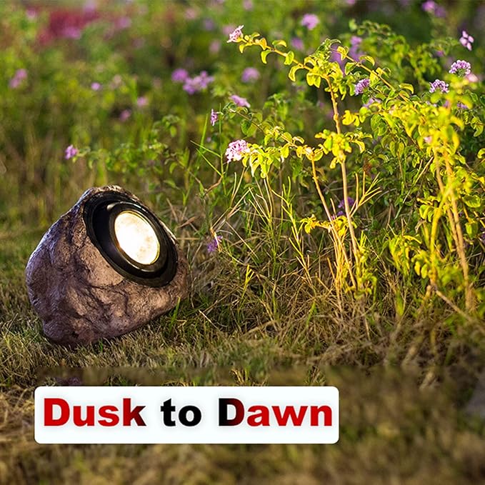 iKenta Solar Garden Lights Outdoor Decorative Fake Rock Lights, Dusk to Dawn Sensor IP65 Waterproof Solar Pathway, Solar Landscaping Light for Garden Yard Walkway Pathway Patio