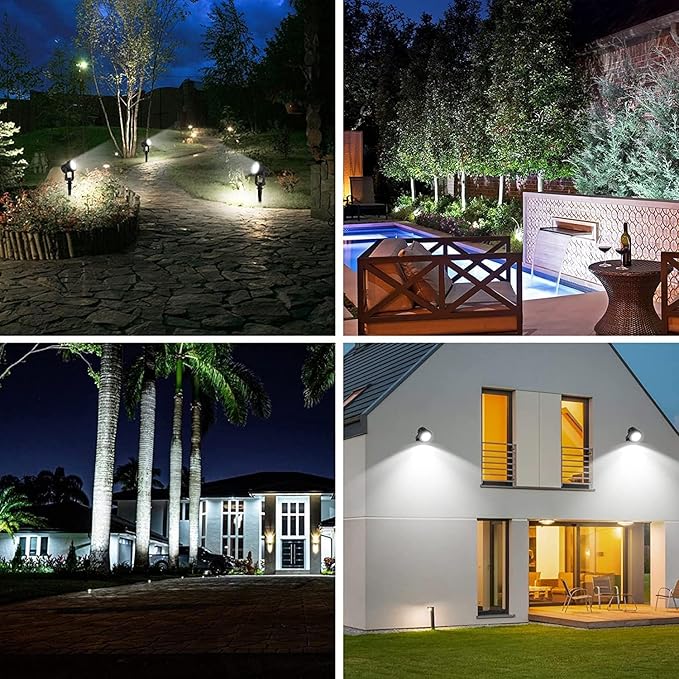 T-SUNUS Christmas Solar Garden Spotlight White Outdoor, 4-in-1 Spot Lights 6000K IP65 Waterproof 9.8ft Cable 5W | Lumora