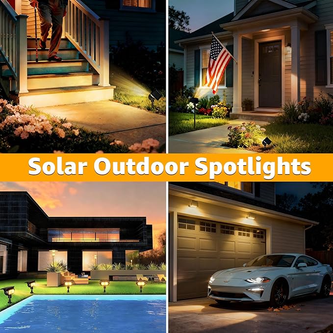 Ollny Solar Lights Outdoor Waterproof IP65,Super Bright LED 2 Lighting Modes 360° Rotation Solar Spot Lights | Lumora