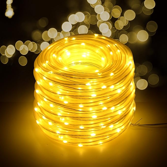IMAGE 8 Modes Solar Rope Lights Outdoor String Lights 78.7 Feet 20M Waterproof 200LED for Indoor Outdoor Garden Party Patio Lawn Decor Warm White