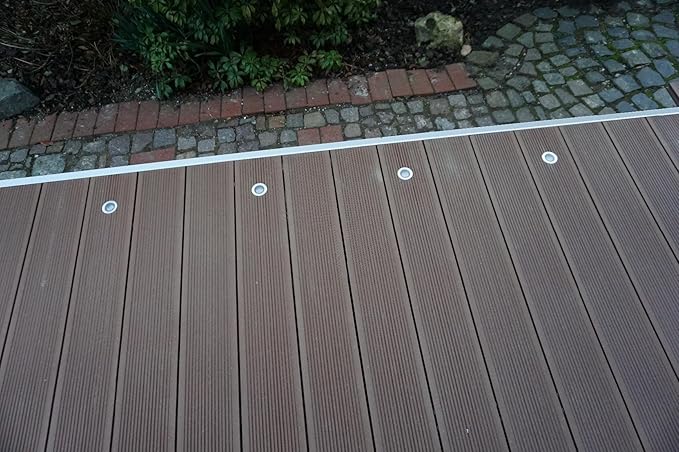 Low Voltage LED Deck Lighting Kit Stainless Steel 1W Waterproof Outdoor Yard Garden Decoration Lamps Landscape Pathway Patio Step Stairs LED In-ground Lights Silver Border(30pcs,Blue)