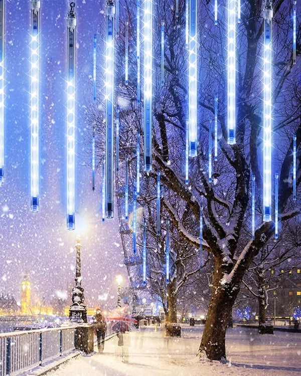 Blue 20 Tubes Meteor Shower Icicle Lights 480 LED Raindrop Lights with Timer Function - Outdoor String Light | Lumora