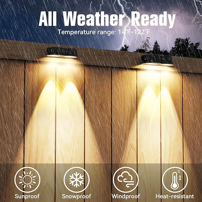 Solar Fence Lights Outdoor,10 Colors & RGB Changing Solar Lights for Fence,Ip65 Waterproof Outdoor Lights for Pool,Deck,Patio,Porch,Stairs,Holiday(8P)