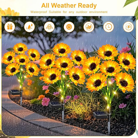 Solar Outdoor Lights Garden Decor,6 Pack Solar Sunflower Lights, 36 Waterproof Garden Decor Flower for Outside Yard Patio,Flower Bed, Pathway, Gift for Women, Mom, Grandma- 6 Pack