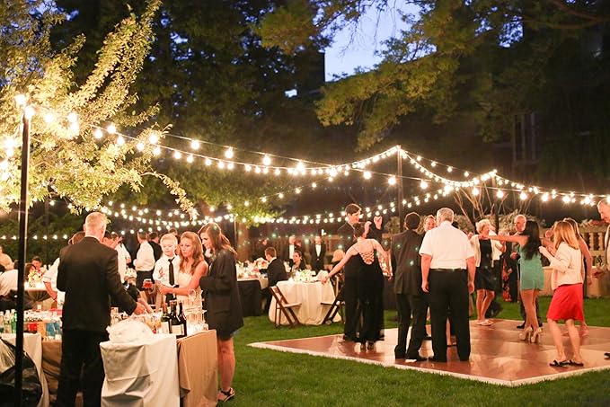 100ft Outdoor String Lights with Rotary Dimmer, 52 LED Edison Bulbs, Dimmable Waterproof Shatterproof 2200K Warm | Lumora