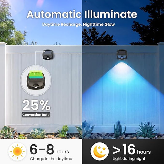 SOLPEX Solar Lights Outdoor Waterproof IP65, Solar Stair Lights Outdoor for Fence, Deck, Step, RGB Multicolor LED 11 Lighting Modes House Wall Light for Porch, Backyard, Fence, Garden Decor-6 Pack