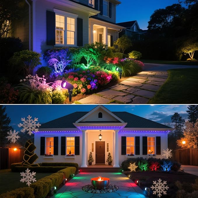 Energetic Colored Low Voltage Landscape Lights, 12W RGBW Spotlights, IP65 Waterproof Colorful Pathway Lights | Lumora