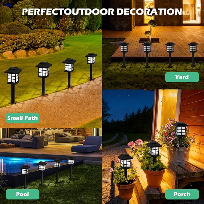12-Pack Solar Walkway Lights,Solar Pathway Lights Outdoor, Auto Charge/Discharge Ground Lamp , IP44 Waterproof | Lumora