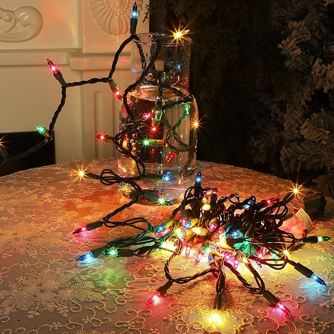 3 Pack Multicolor Christmas String Lights, 100 Count Each, Incandescent Mini Christmas Lights, Connectable Xmas Tree Light for Indoor Outdoor Garland Birthday Holiday Wedding Festival Party